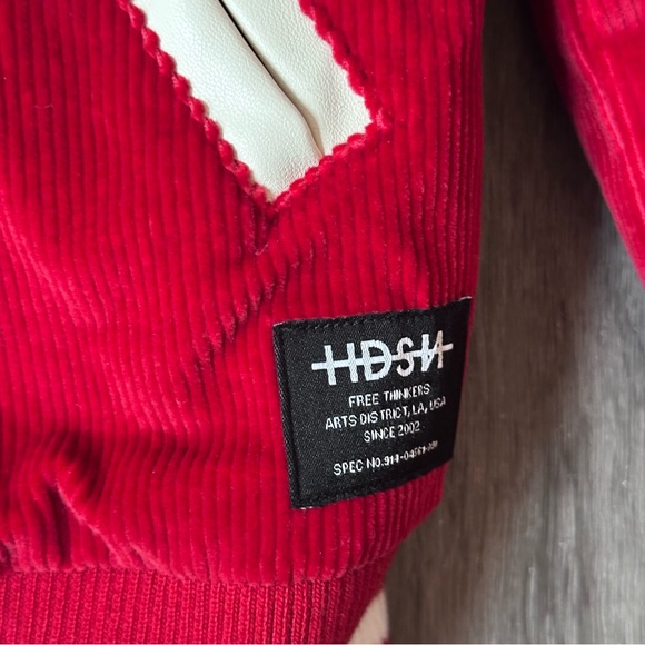 Hudson | Men’s Size Small Red Corduroy ‘Free Thinkers’ Varsity Jacket - NWT! - Picture 6 of 9